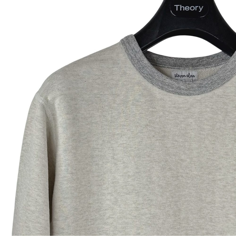 STEVEN ALAN Men's Designer High End Two-Tone Cream Crew Neck Sweatshirt XS